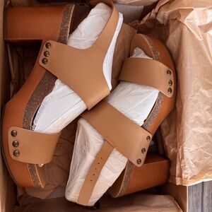 Lucky Brand Brown Leather Mules